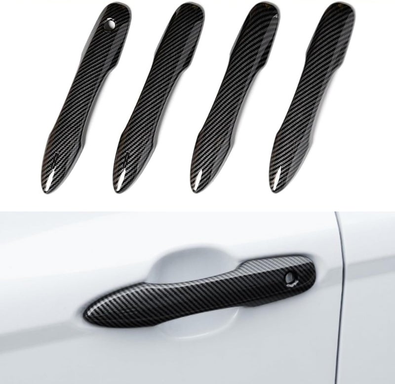 Rye Car Door Handle Protectors for Vehicles Compatible with Camry 2019-2025 Corolla Prius 2020-2025 Venza Avalon 2016-2024 Car Door Handle Scratch Protector Handle Cover (Carbon Fiber Pattern) - Image 1